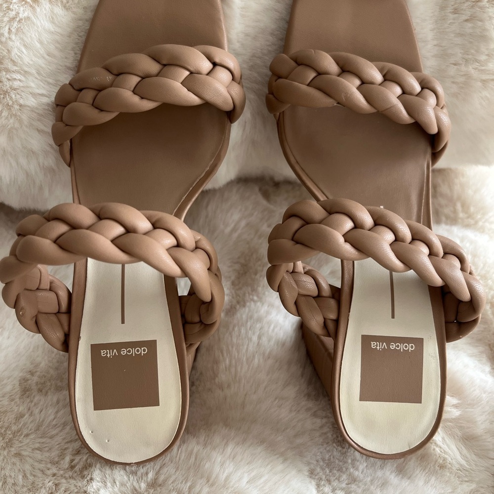 Dolce Vita Tan Braided Slide Sandals